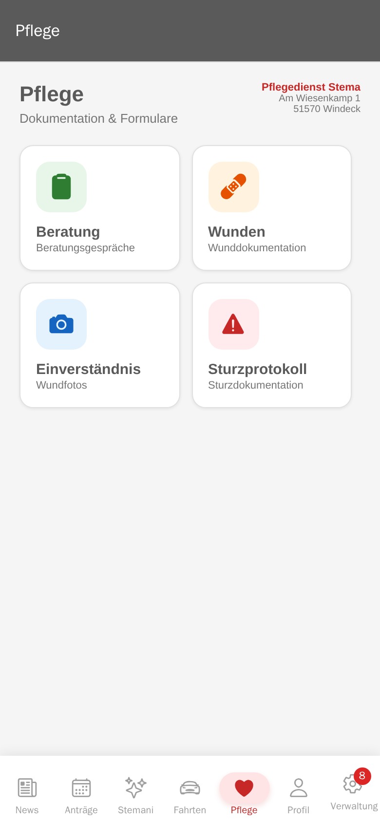 Wunddokumentation und Pflegeeinsatz digital dokumentieren mit Stemani App