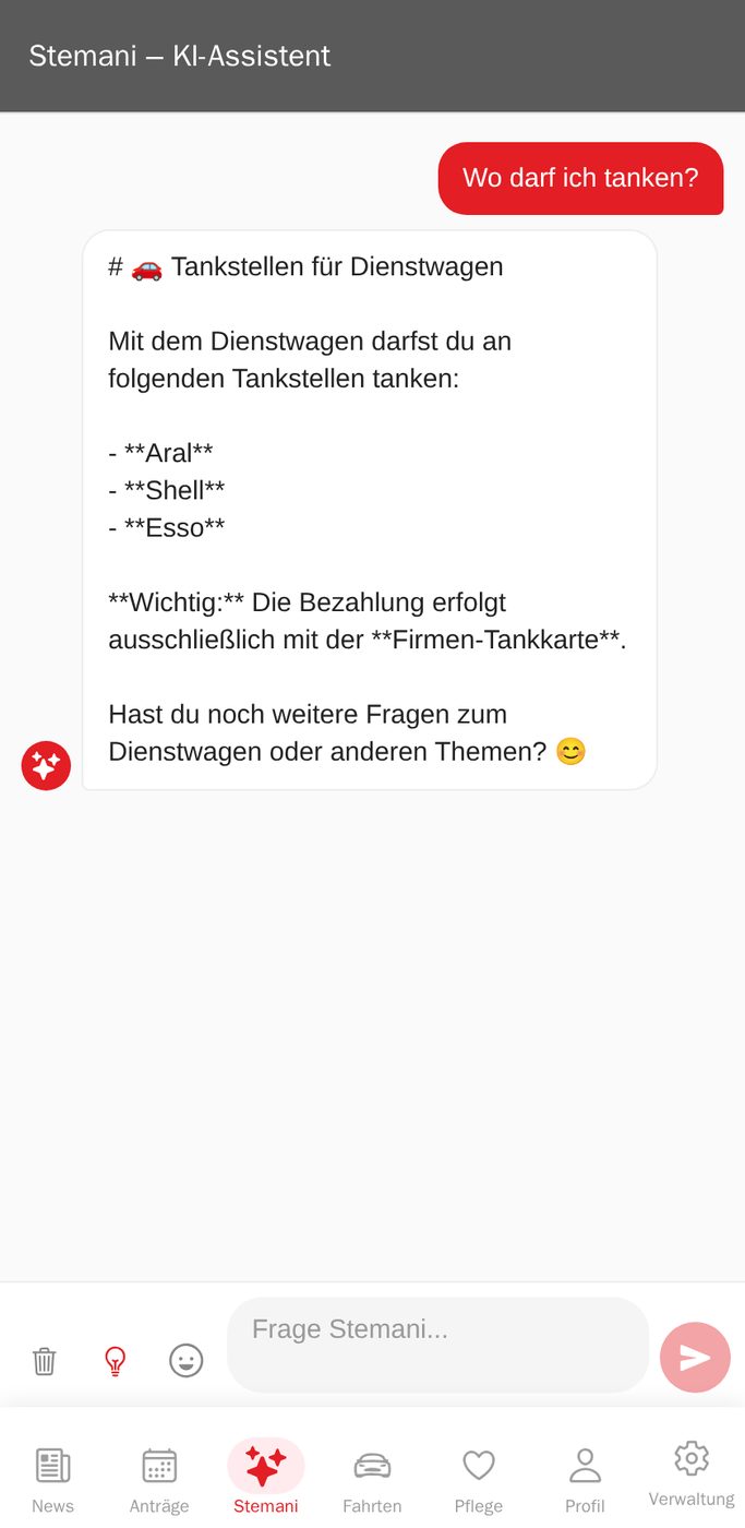 KI-Assistent Stemani für Pflegedienste – 24/7 Fragen beantworten zu Abläufen